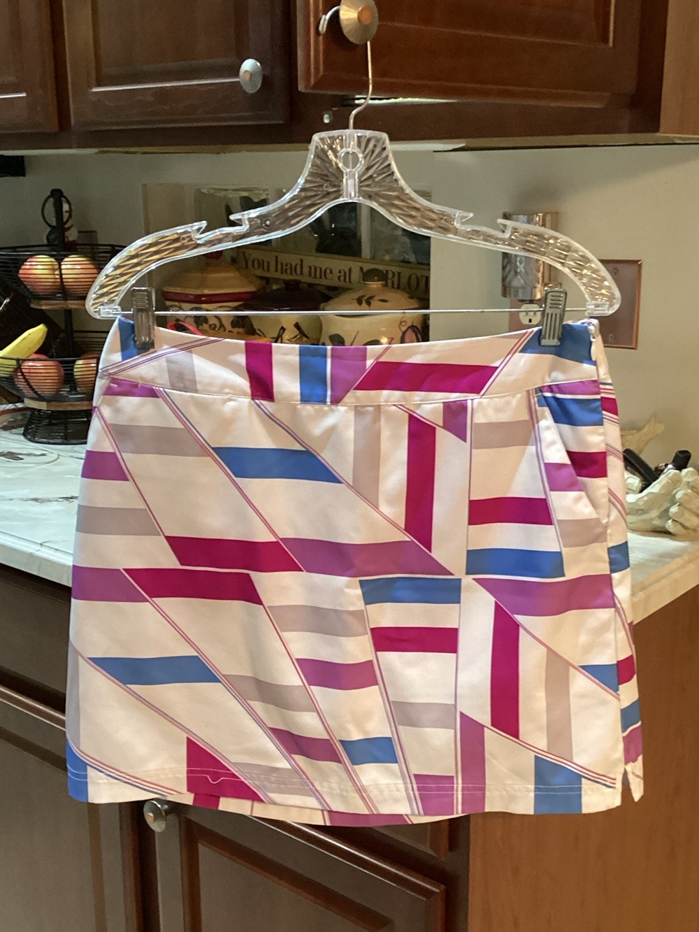 adidas Pink, Blue & Cream Geometric Golf Skirt